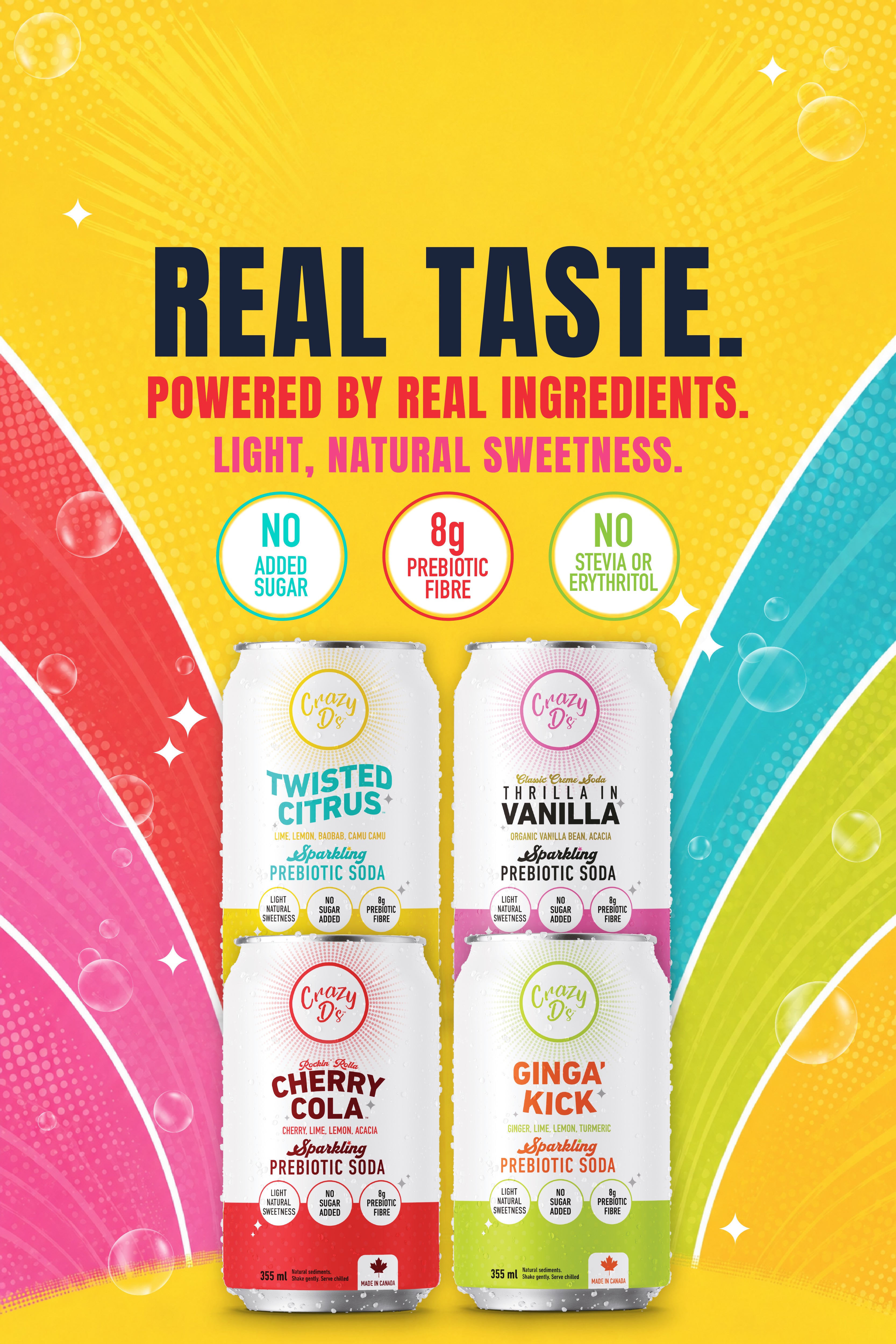 Prebiotic Soda with 8g Fibre & No Added Sugar – Crazy D's