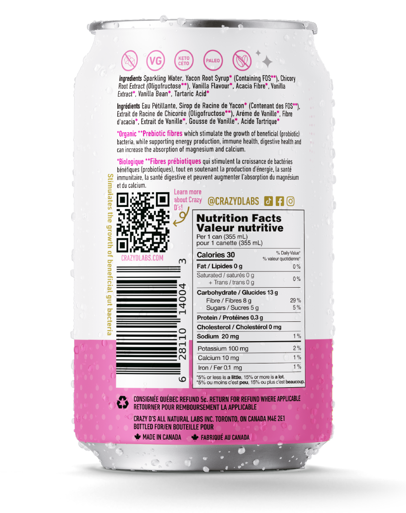 Thrilla in Vanilla Classic Creme Prebiotic Soda - 12 Pack